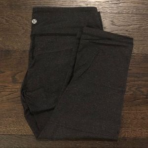 Lululemon Black/Grey Stripe Capri Yoga Leggings
